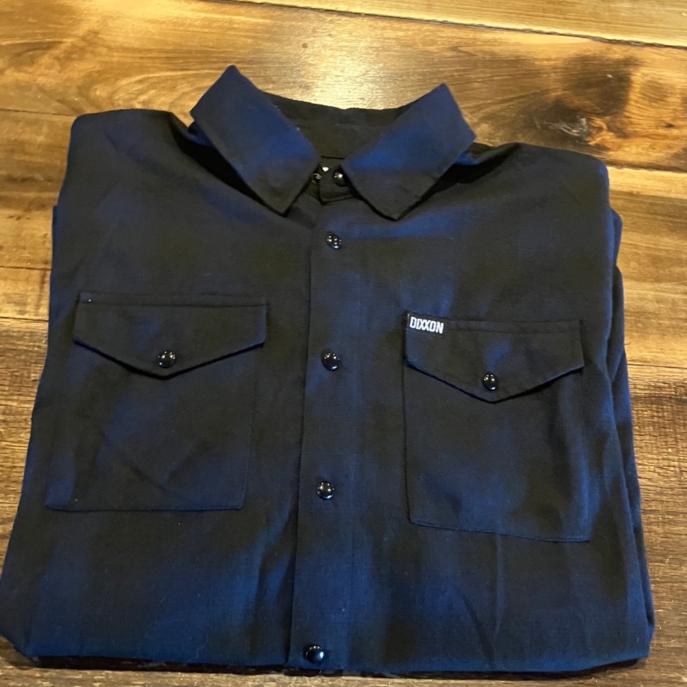 Dixxon  Midnight Black and Blue Button-Up Shirt with Chest Pockets